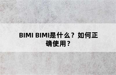 BIMI BIMI是什么？如何正确使用？